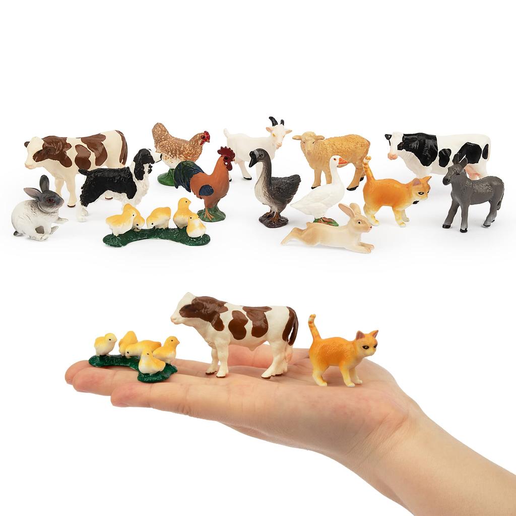 TOYMANY 14PCS Mini Farm Animal Figure Mini Animal Realistic Animal Farm PVC Plastic Birthday Ages 6 and Up Set, Figures, Models, Animals, Toys, Gifts,