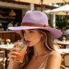 Elegant Straw Panama Hat Unisex Lightweight Brims Sun Hat Comfortable for Music Festival Travel & Casual Wear