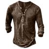 Men's Solid Color Long Sleeve Button Collar Long Sleeve T-Shirt Men's Casual Fashion Top