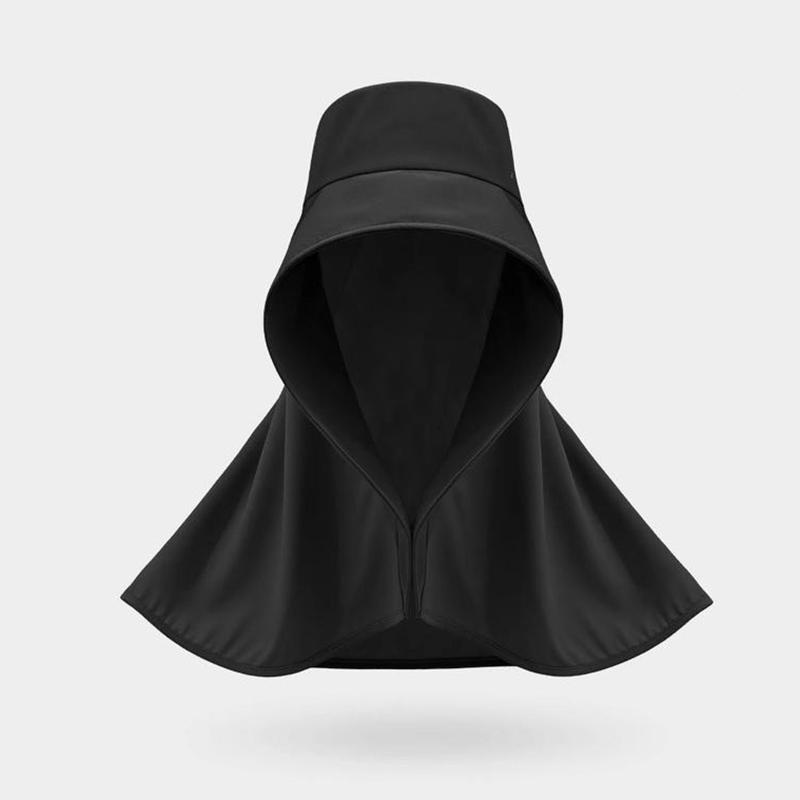 Summer Women Cap Outdoor Uv Anti Neck Protection Sun Visors Hat Fishing Hiking Big Brim Shawl Sunscreen Ponytail Cap Solid Color