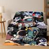 Cartoon Astronaut Universe Spaceman Outer Space Flannel Blanket Soft Warm Throw Blanket for Bedroom Living Room Bed Travel kids