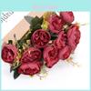 Peony Flower Artificial Arrangement With Injection Craft For Hotel Interior Decoration