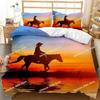 Westlicher Cowboy Sonnenuntergang Landschaft Bettwäsche Set Gedruckt Einzelne Decke Steppdecke Bettbezug Kissenbezug 3-teilige Sets Kinder Erwachsene Größe