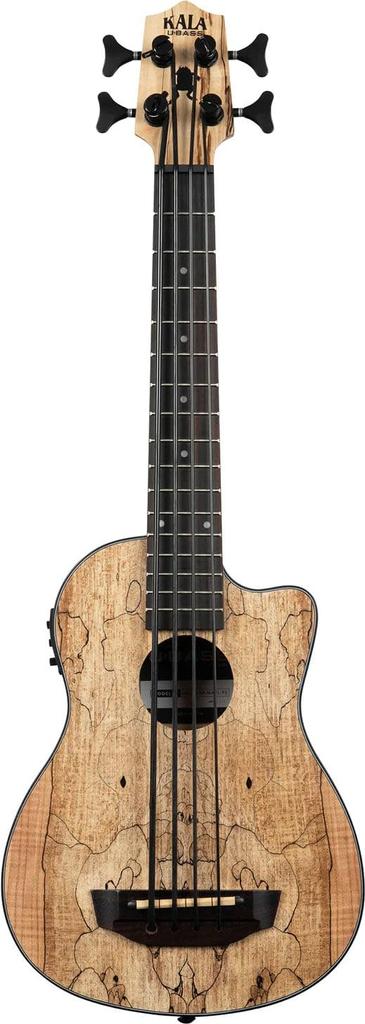 KALA U Bass Ukulele Base Spalted Maple Spalted Maple Body Cutaway UBASS-SP-MAPL-FS (Case Included) []