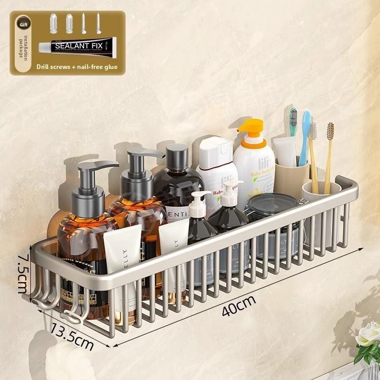 Modern Minimalist Bathroom Wall Shelf With Oxidized Finish For Shower Storage And Organization