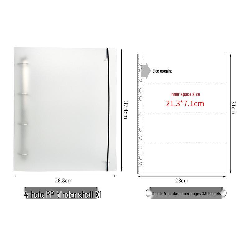 Anime Fanart Concert Ticket Album: A4 Transparent Storage with Four Horizontal Slots 11-Hole Horizontal 4-Slot Page 30 Sheets