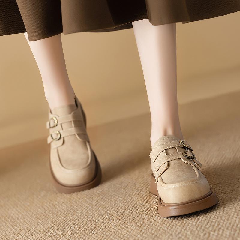 Augustine loafers women's autumn 2025 new retro thick heel single shoes Japanese British style jk small leather shoes