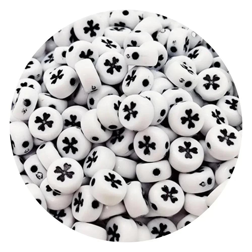 100-500 шт. Бусины Четырехлистник Акриловые Цветные Рассыпные Бусины-Разделители Для Изготовления Украшений Браслета Ожерелья Серьги Аксессуары 100PCS