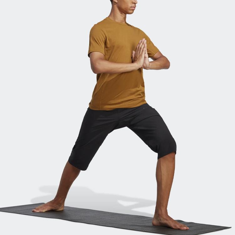 Adidas Yoga Training 3/4 Pants With Solid Color Logo And Elastic Waist Men Bottoms Black H44515