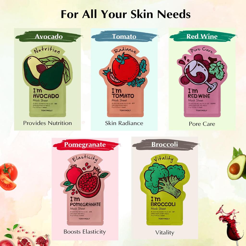 Tonymoly I'M Real Super Food Tuchmasken-Set (Packung mit 5)