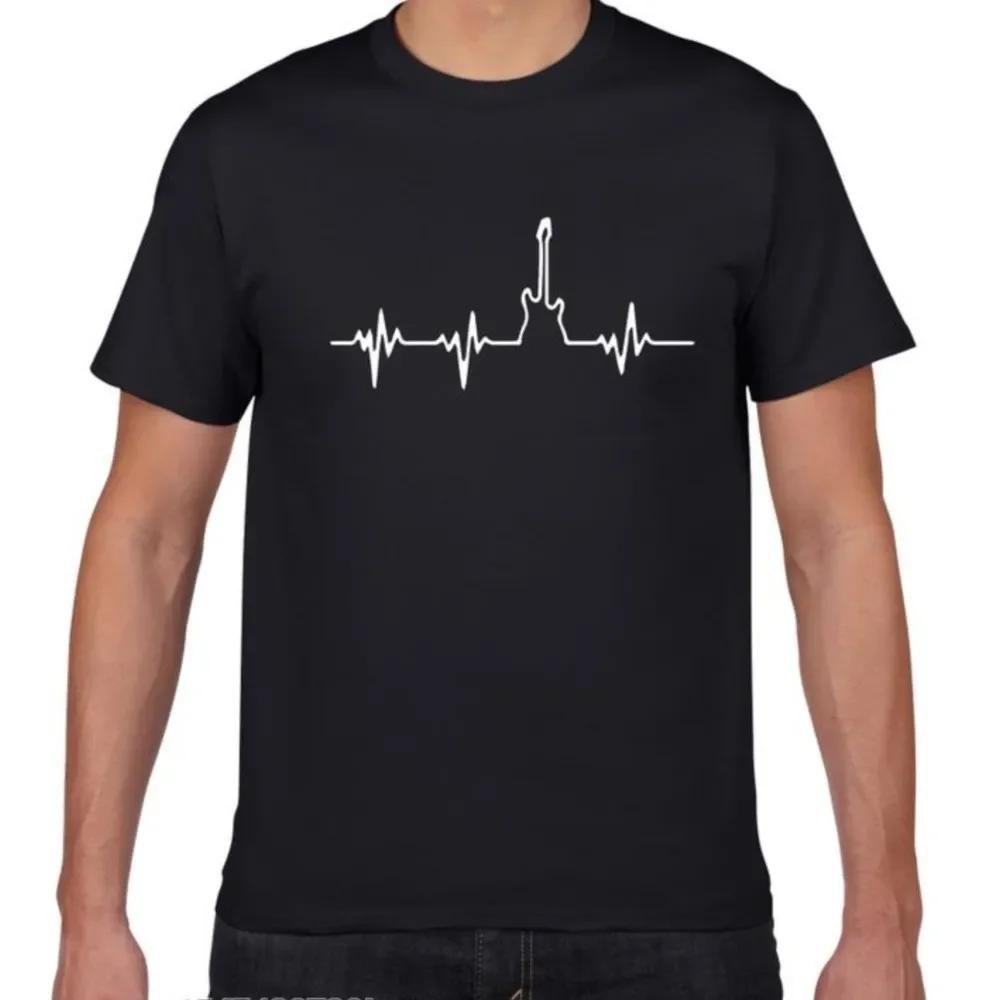 

Guitar Heartbeating Sarcastic Graphic Novelty Humorous T Shirt Men Cool Hip Hop Tshirt Men Streetwear Loose Harajuku Men Cloth 4XL