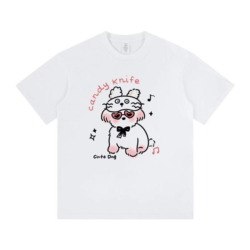 2024 Summer Women's Retro Cartoon Loose Fit Cute Couple T-Shirt