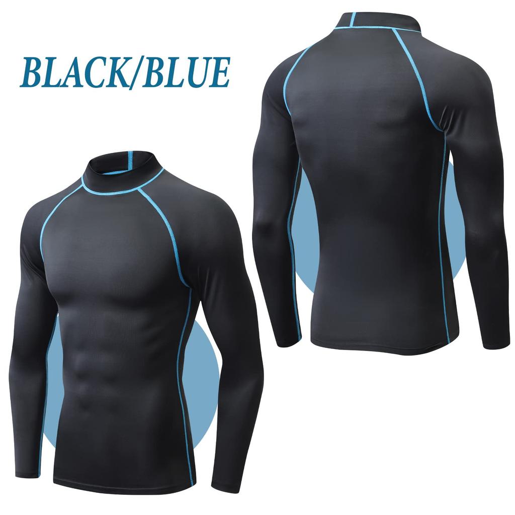 [Nesseo] Rash Guard Men's Long Sleeve Swimsuit High Neck Swimwear