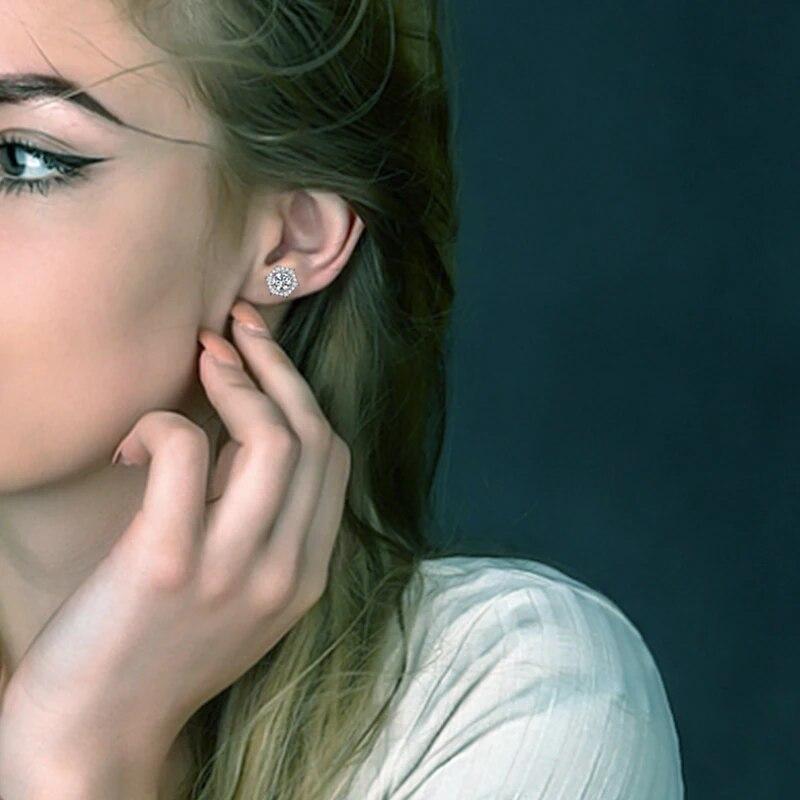 D Color 0.5ct 5mm Moissanite Earrings for Women S925 Sterling Silver Diamond Stud Earrings Wedding Party Gifts Jewelry for Girls
