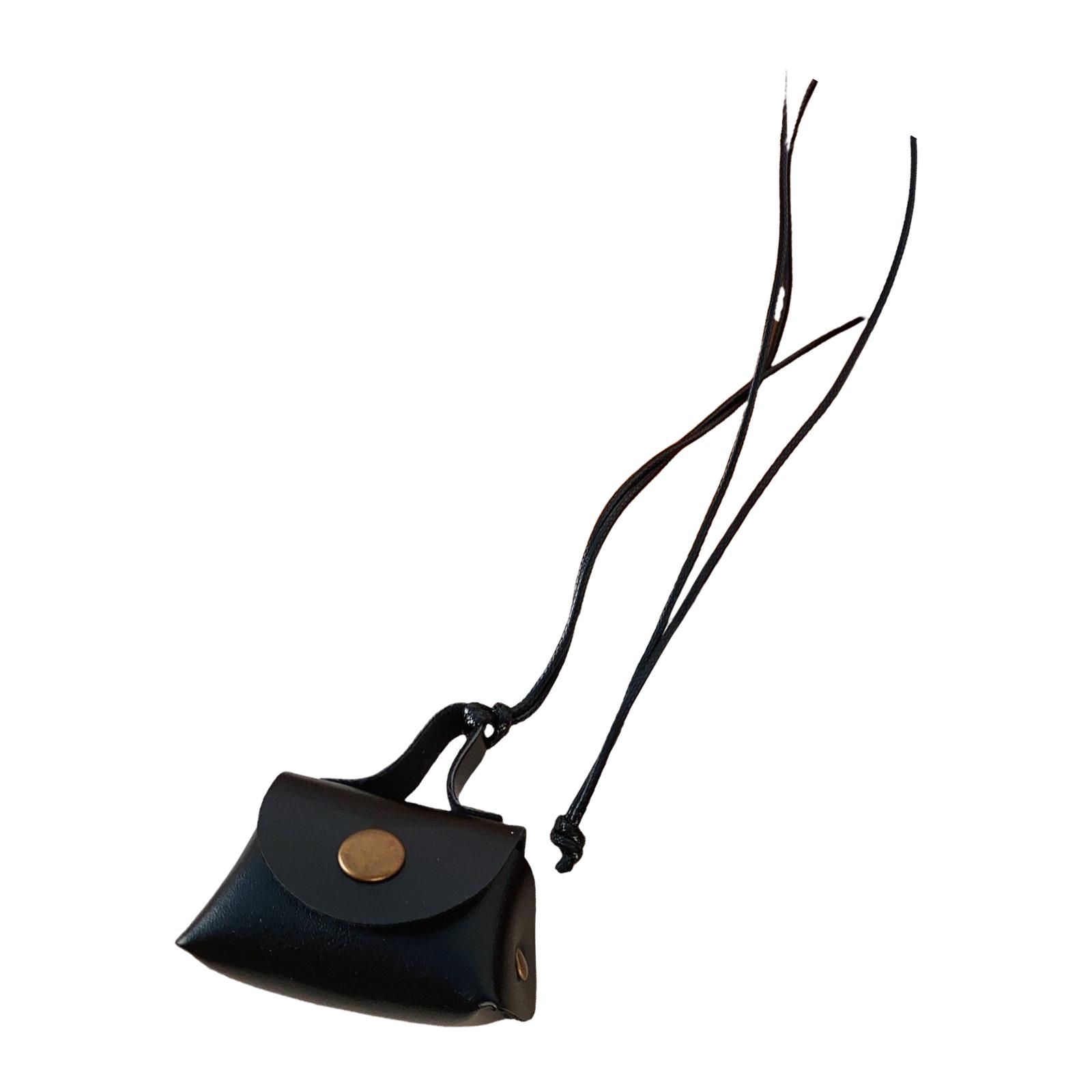 

Элегантное кожаное ожерелье с подвеской в виде кошелька для монет для женщин, длинная цепочка для свитера, сумка для наушников, подвеска, цепочка на шею, аксессуар чёрный