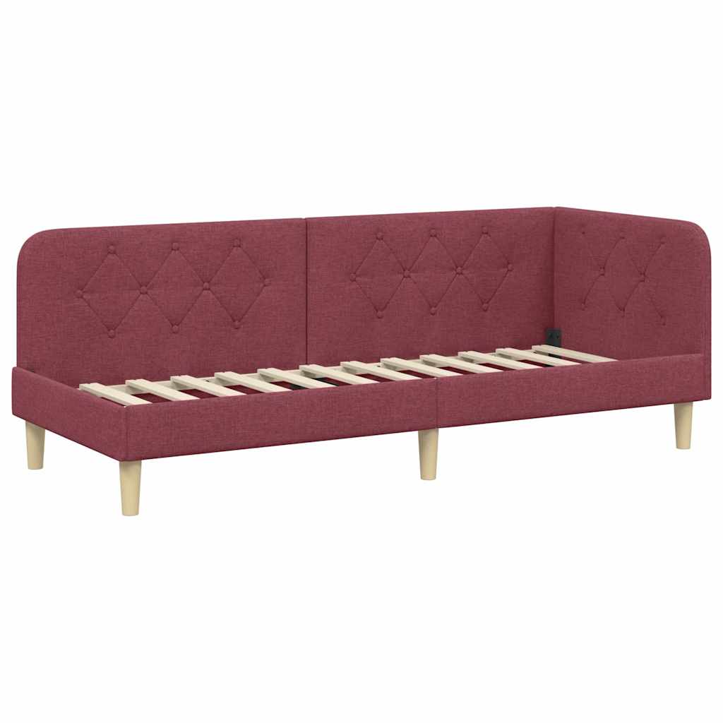 Corner Bed Frame Burgundy 80 X 200 Cm Fabric