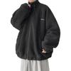 Autumn Winter Men Coat Drawstring Stand-Up Collar Loose Fit Imitation Lamb Fur Jacket with Pockets Thickened Warm Outerwear