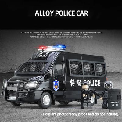 1:24 IVECO Polizeiauto Hohe Simulation Druckguss Metalllegierung Modellauto Ton Licht Rückzieher Sammlung Kinderspielzeug Geschenke