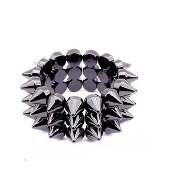 Versatile Occasion Star Rivet Punk Bracelet 3 Layer Elastic Wide Bangle Comfortable Wear for Event and Gatherings
