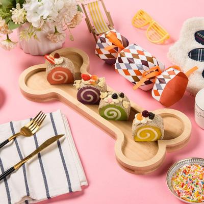 Bamboo Serving Tray Bone or Claw Shaped Charcuterie Board Snack Platter Rustic Candy Dish for Housewarming Party Supplies Dog Lovers Gift