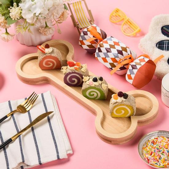 Bamboo Serving Tray Bone or Claw Shaped Charcuterie Board Snack