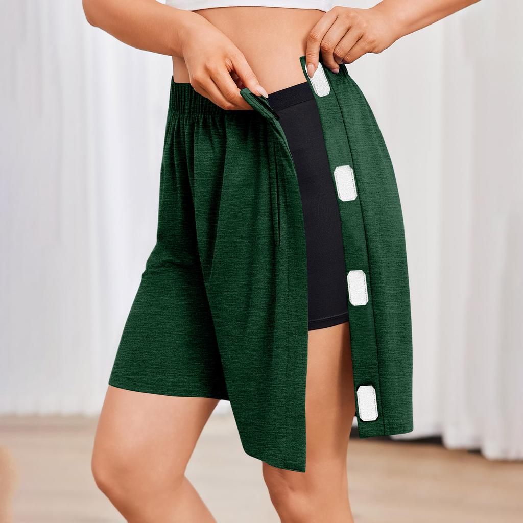 Unisex Afscheurbare Shorts Drukknopen Katoenen Sportshorts Herstel na Knieoperatie Herstelbroek na Heupvervanging met Zakken