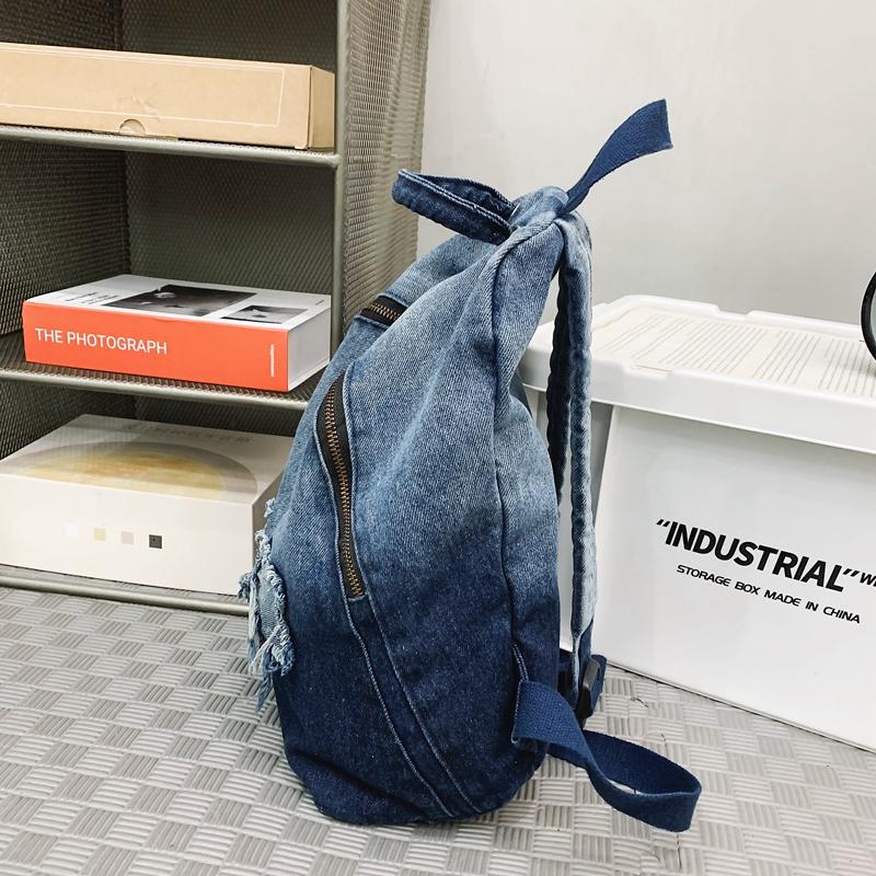 Rucsac Școlar pentru Elevi Rucsac Denim cu Gradient pentru Elevi de Gimnaziu