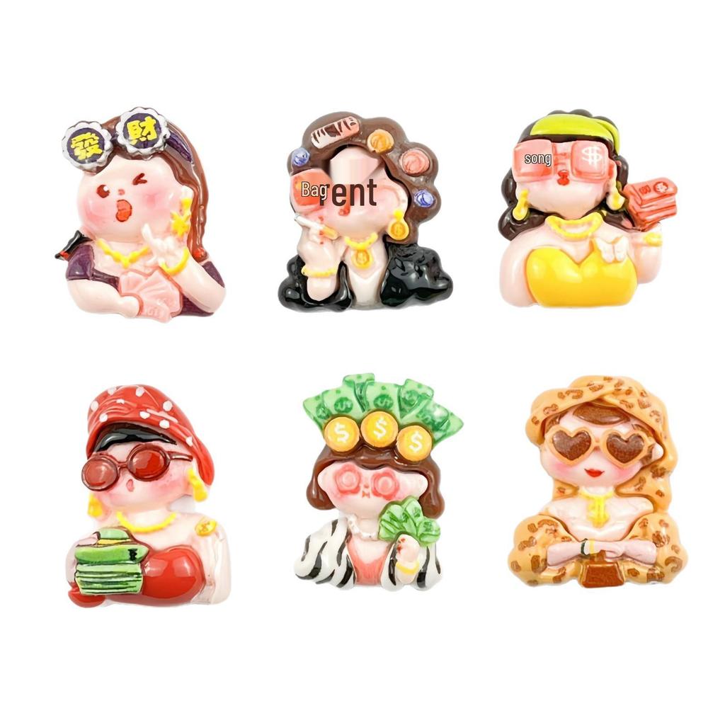 DIY Resin Accessories: Cartoon Rich Woman Theme for Hair Clips, Ties, Phone Cases, Packaging & Decoration