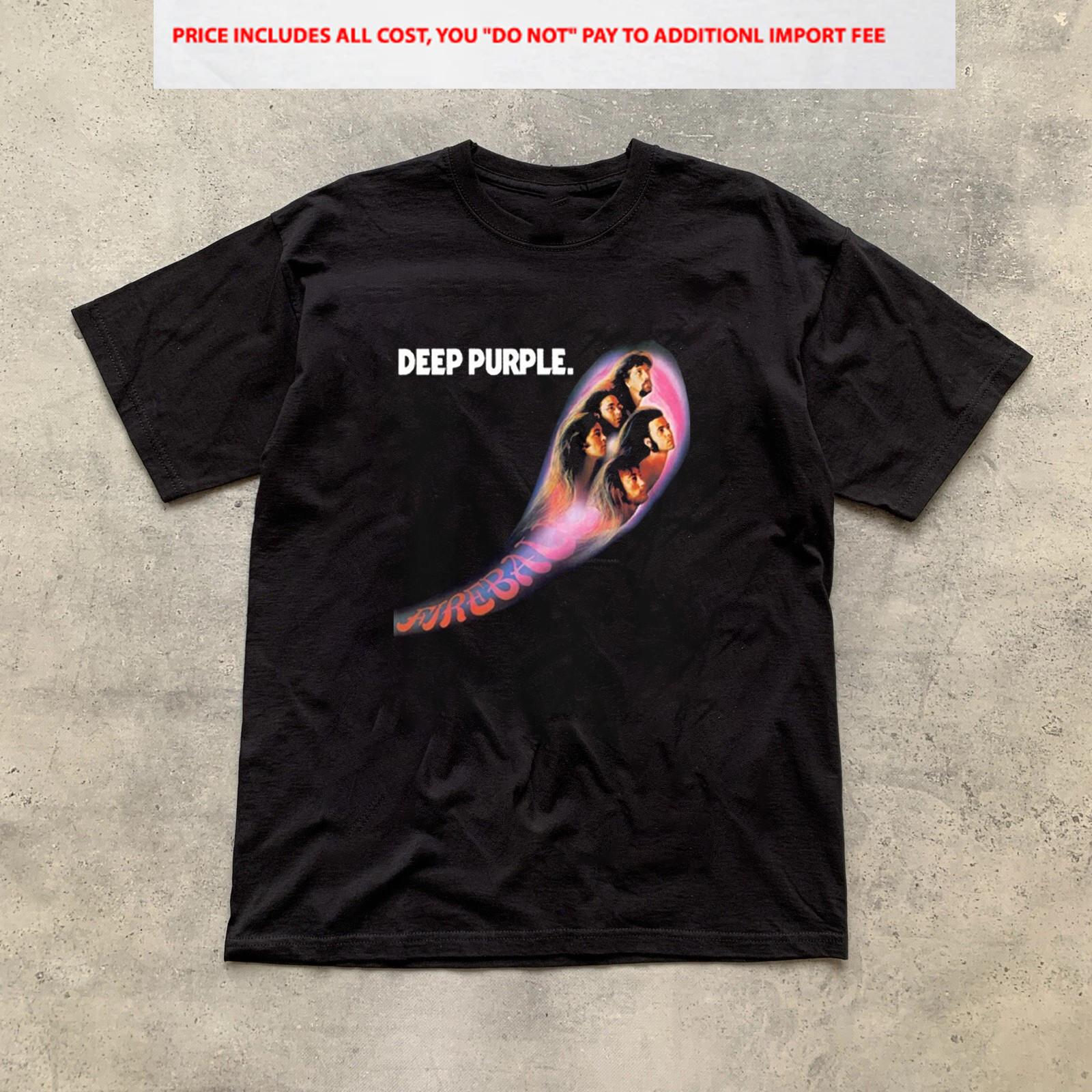Deep Purple Band Fireball Men Cotton Black S-5XL Shirt SN132 XXL