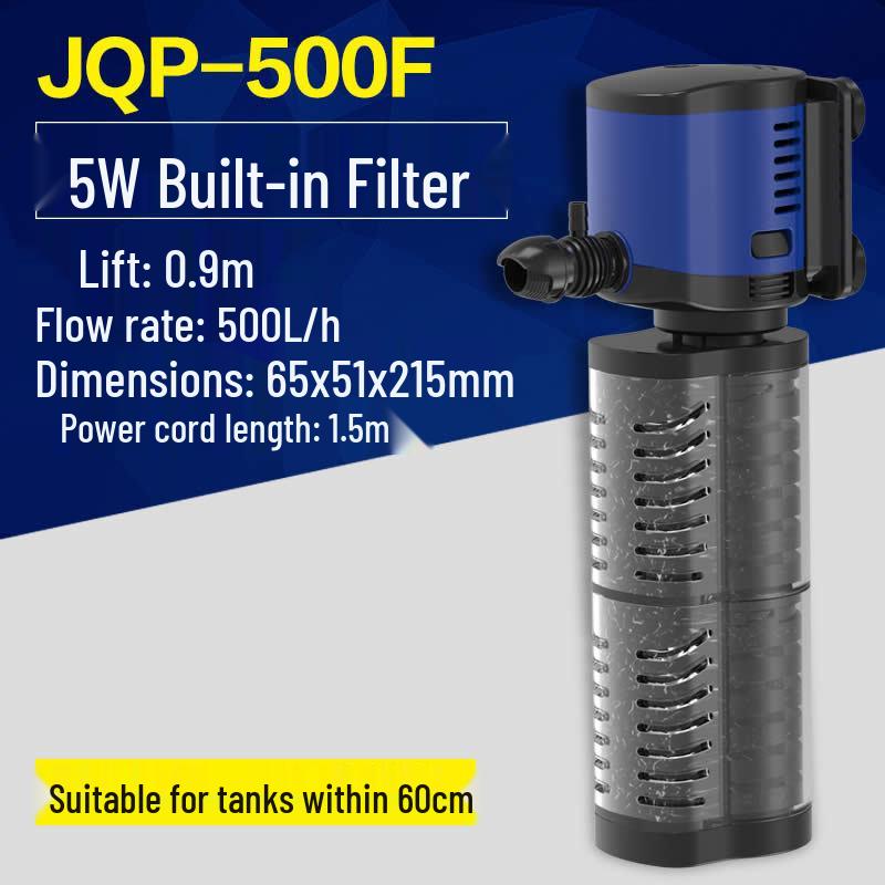 Three-in-One Submersible Fish Tank Pump with Built-in Filter & Aeration