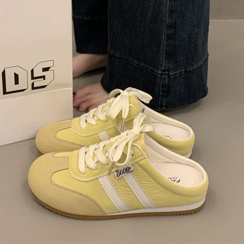 Baotou Slippers Women's Summer Outer Wear 2025 New Super Fire Moral Training Shoes Half Drag White Shoes Explosion One Pedal Forrest Gump Shoes