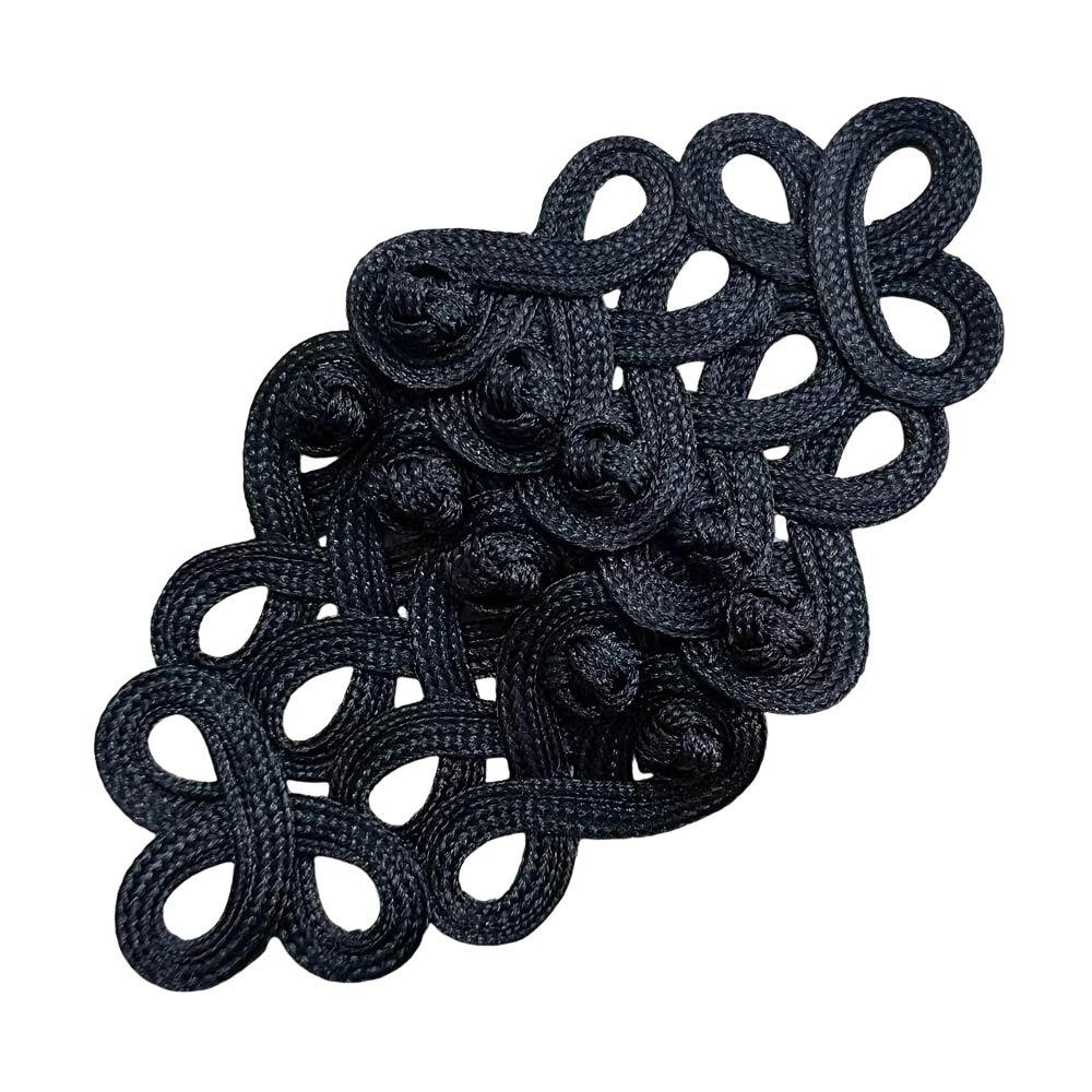 

Golden Silk Uniform Knot Button Hand Made Fastener Type Cord Embroidery Closure Large Size Knot Style Frog Fastener DIY Craft чёрный