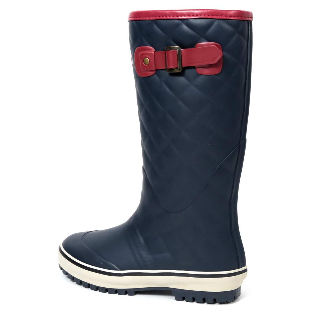 Mozu Quilted Embossed Rain Boots with Urethane Cushion Size Small Women's Lining, Navy,