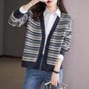 Retro Jacquard Sweater Jacket for Women's Autumn and Winter Loose V-neck Knitted Cardigan Top