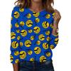 Women's Casual Long Sleeve Round Neck Top with Halloween Print for Party