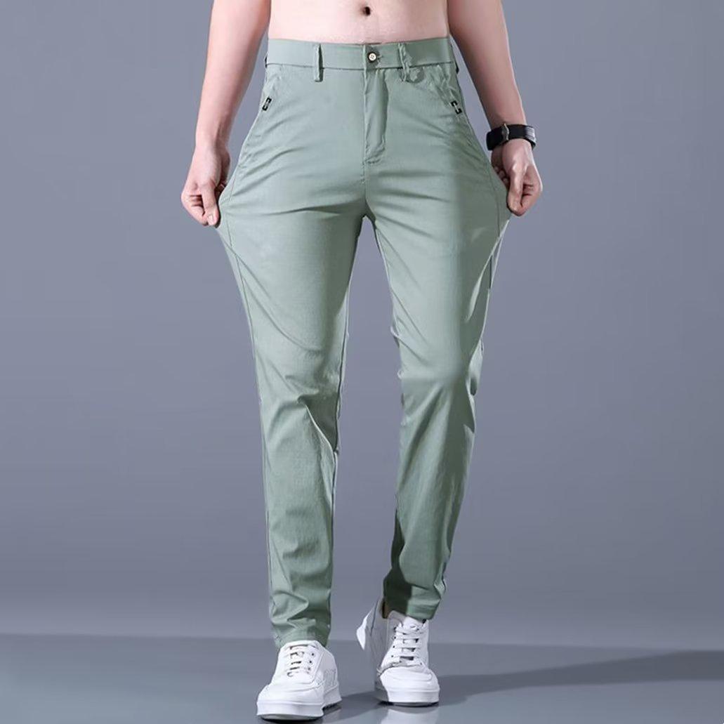 

Мужские летние повседневные тонкие прямые брюки Ice Silk: 2023 Новые свободные спортивные брюки 32 светло-зеленый