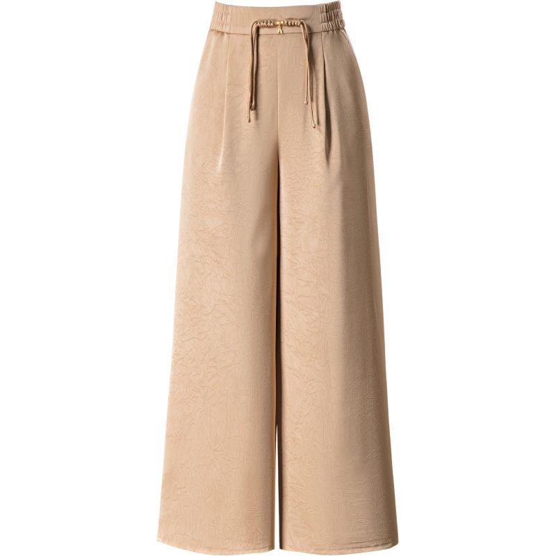 2024 Women's High Waist Drapey Wide-Leg Skirt Pants - Summer Plus Size, Eight-Point Length for Casual, Middle-Aged Style