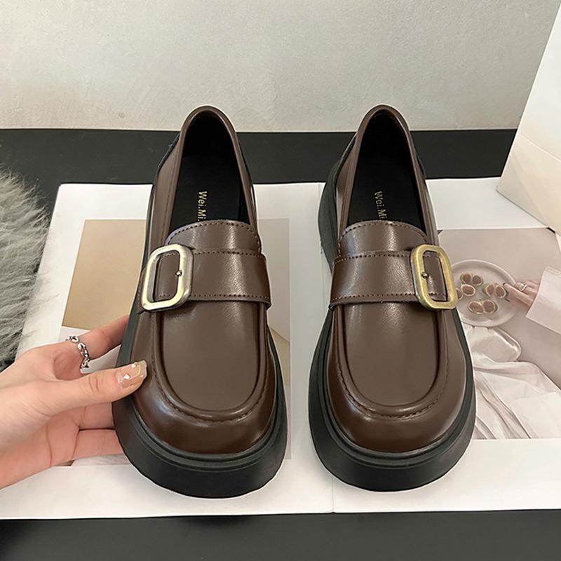 Platform Black Small Leather Shoes Autumn New Leather Loafers Women's Shoes College Style Japanese Mary Jane Single Shoes
