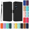 For Sony Xperia 1 VII Case Solid Color Wallet Leather Phone Cover with Strap