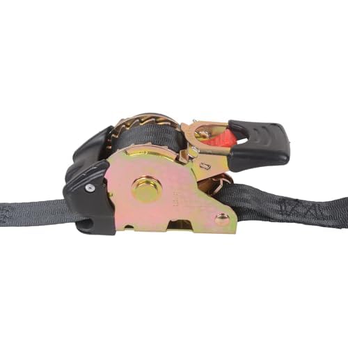 MOTO4U Automatic Tie-Down Belts, Set of 4, 25mm x 3m, Ratchet Belts, Securement Belts, Cargo Tie-Down Straps, with Soft Loops and Storage Bag (4 piece