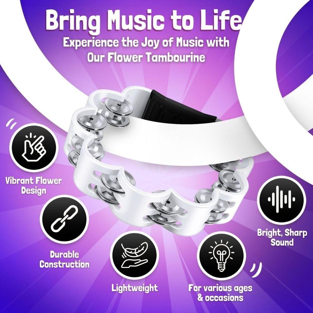 Pleasant Jingle Percussion Tambourine Handheld Hand Cranked Bell  Musical Rhythm Instrument