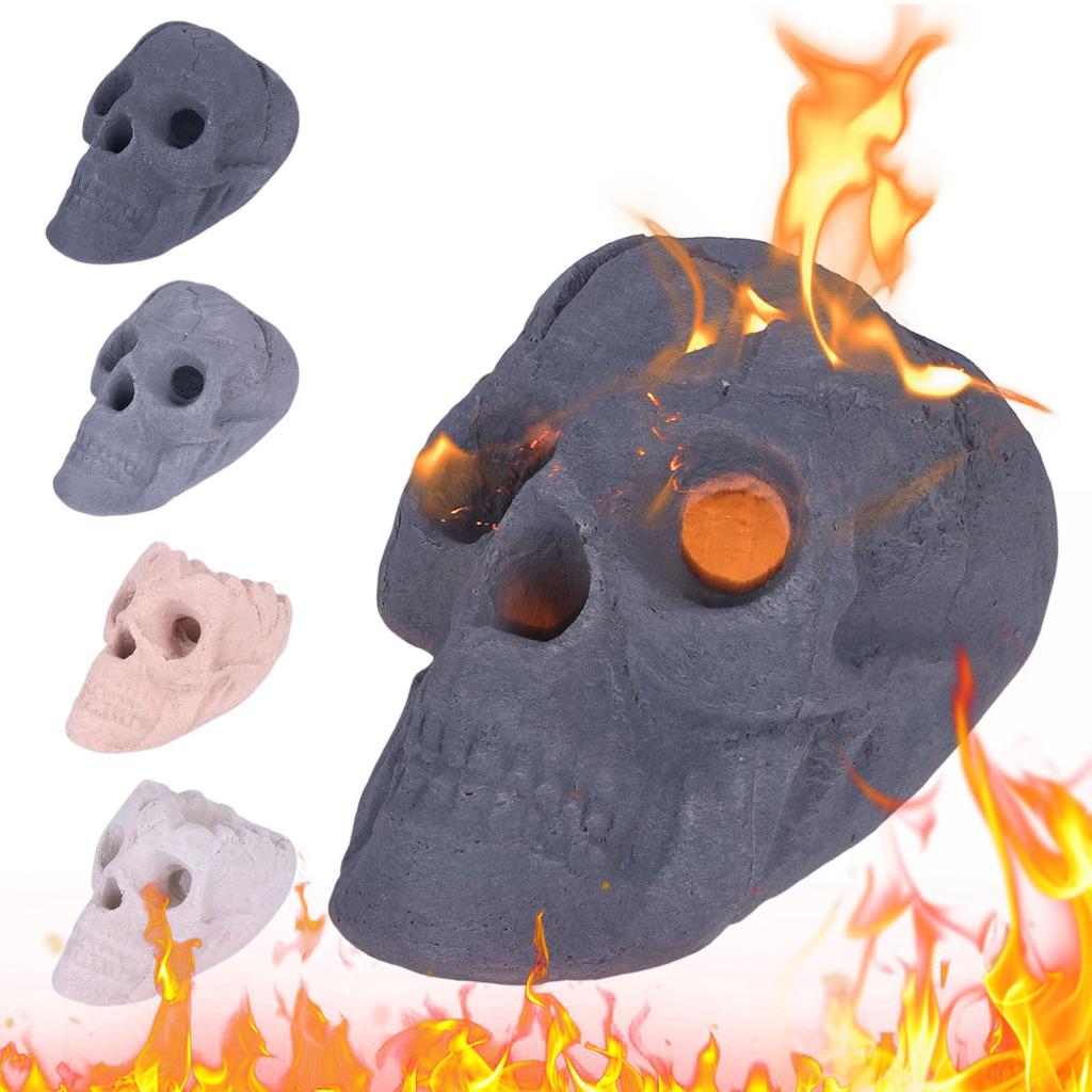 Halloween Fire Pits Skulls, Reusable Skeleton Flame Fireproof Ceramic For Bonfire, Fireplace,Barbecue Simulation Props, Skeleton Head Home Decor