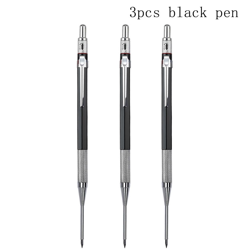 3Pcs/Set Multicolor Metal Woodworking Mechanical Pencil Set 2.0mm 2B Black Lead Core Deep Hole Scribing Marking Tool