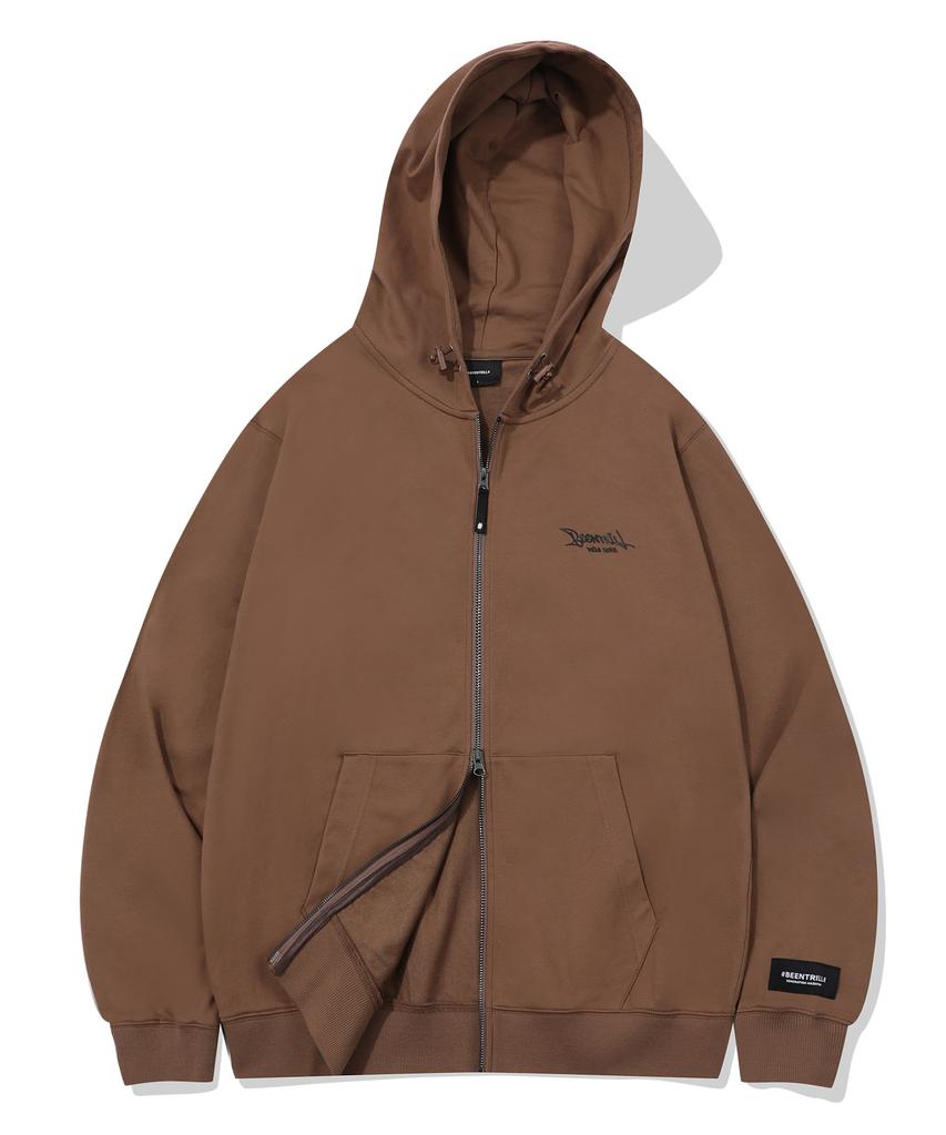 Beentrill Script Two-Way Zip-Up Hoodie (Camel)