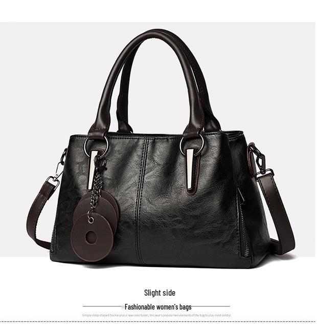 2025 Fashionable Women's Cowhide Shoulder Crossbody Bag – Versatile, Large Capacity, Three-Layer Design for Moms