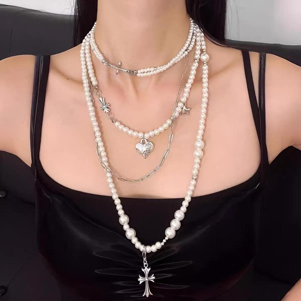 Y2K Spicy Girl Dark Star Leather Choker Necklace - Pure Desire Clavicle Chain