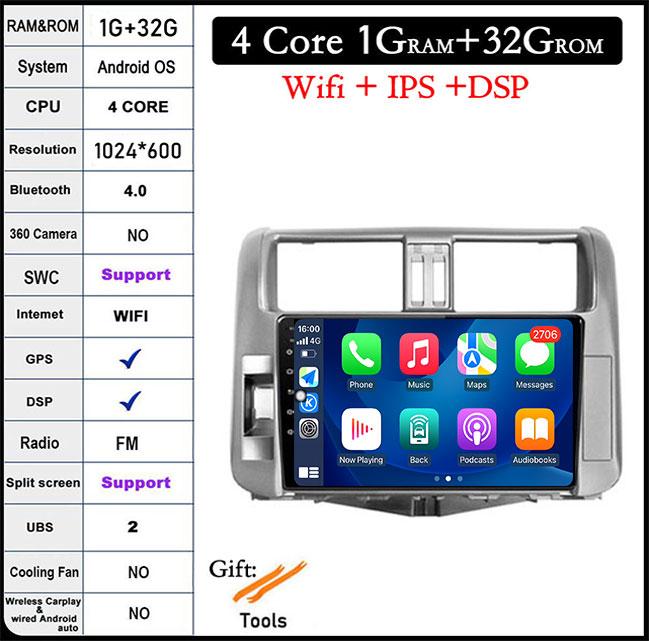 

Android 14 DSP Для Toyota Land Cruiser Prado 150 2009-2013 Автомагнитола Авто Мультимедийный Видеоплеер GPS Навигация Carplay BT
