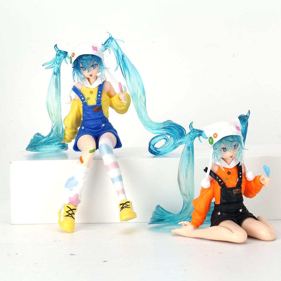 Hatsune Miku Anime Figure Lollipop Noodle Stopper Kawaii Blue Hair Pvc Collectible Desktop Home Decor Ornament Birthday Toy Gift