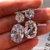 Dámské náušnice Sterling Big Oval CZ Elegantní dámské doplňky Brilantní náušnice s kubickými zirkony Trendy šperky