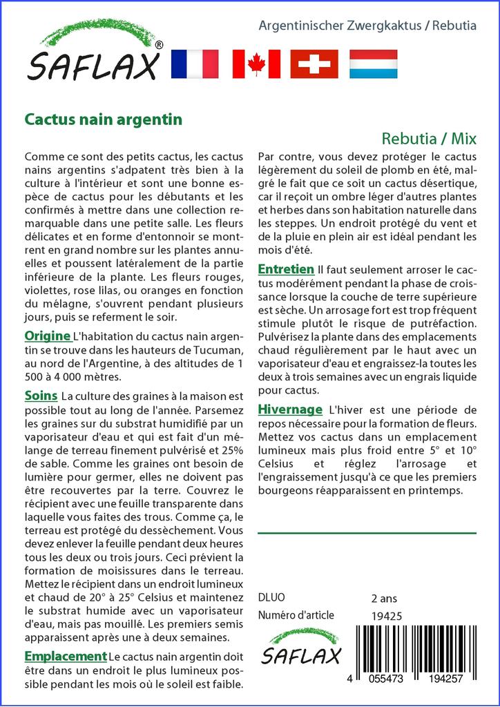 SAFLAX Rebutia - 40 Seeds - With Potting Substrate for Better Cultivation - Rebutia Mix